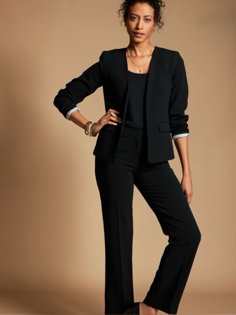 Talbots Black Open-Front Women's Blazer Jacket, Size 16P